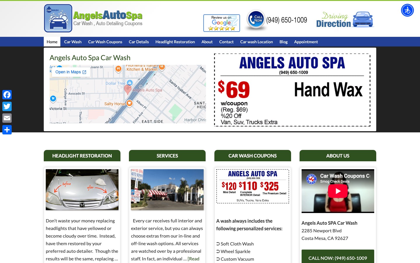Angels Auto Spa website